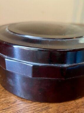 Vintage 1930s Brown Bakelite Box w Lid Art Deco Plastic England